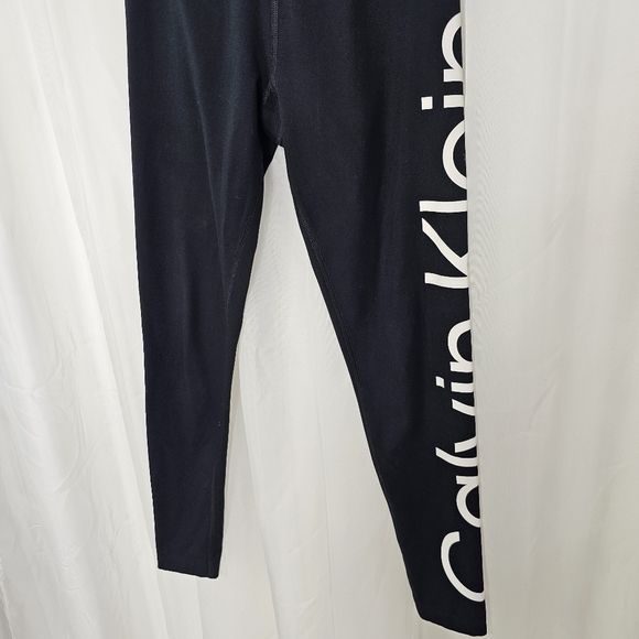Calvin Klein Performance stretch black athletic legging white logo down leg XS - Picture 3 of 6